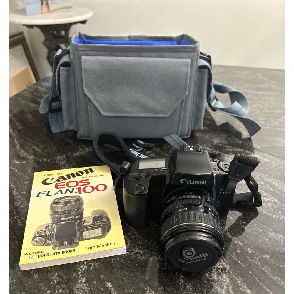 Canon EOS Elan 35mm Film Camera (28-80mm Lens) Manual Bag 80's